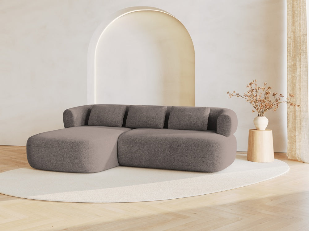 
3/4-seater design corner sofa "Estro" - Bouclé Light Brown / Left corner section
