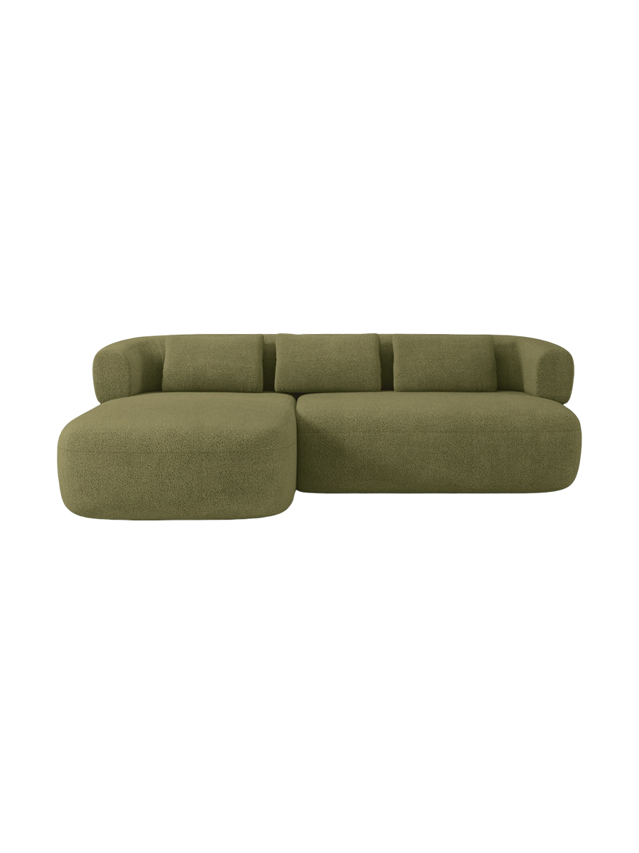 
3/4-seater design corner sofa "Estro" - Bouclé Green / Left corner section