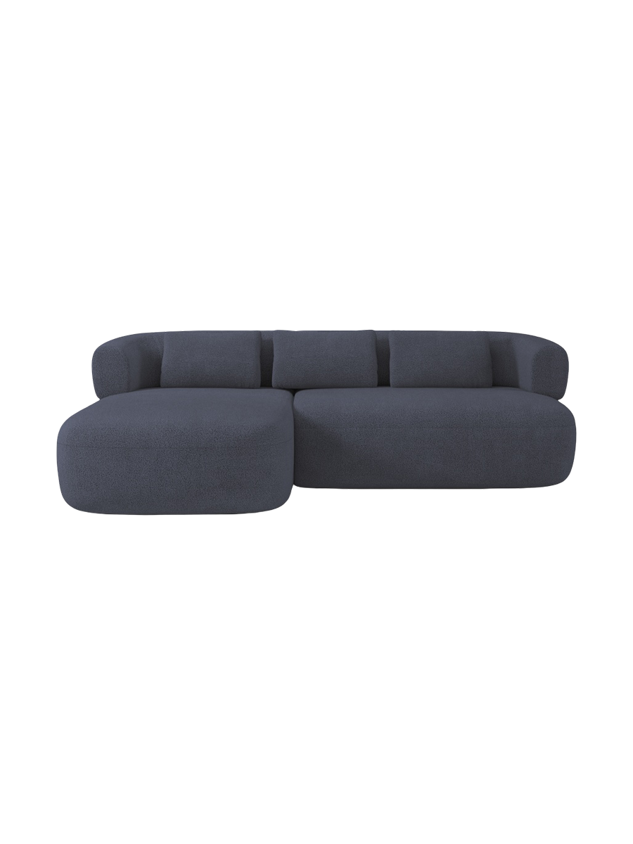 
3/4-seater design corner sofa "Estro" - Bouclé Dark Blue / Left corner section