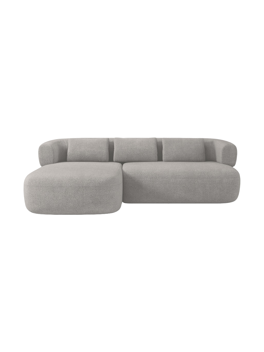 
3/4-seater design corner sofa "Estro" - Bouclé Light Gray / Left corner section