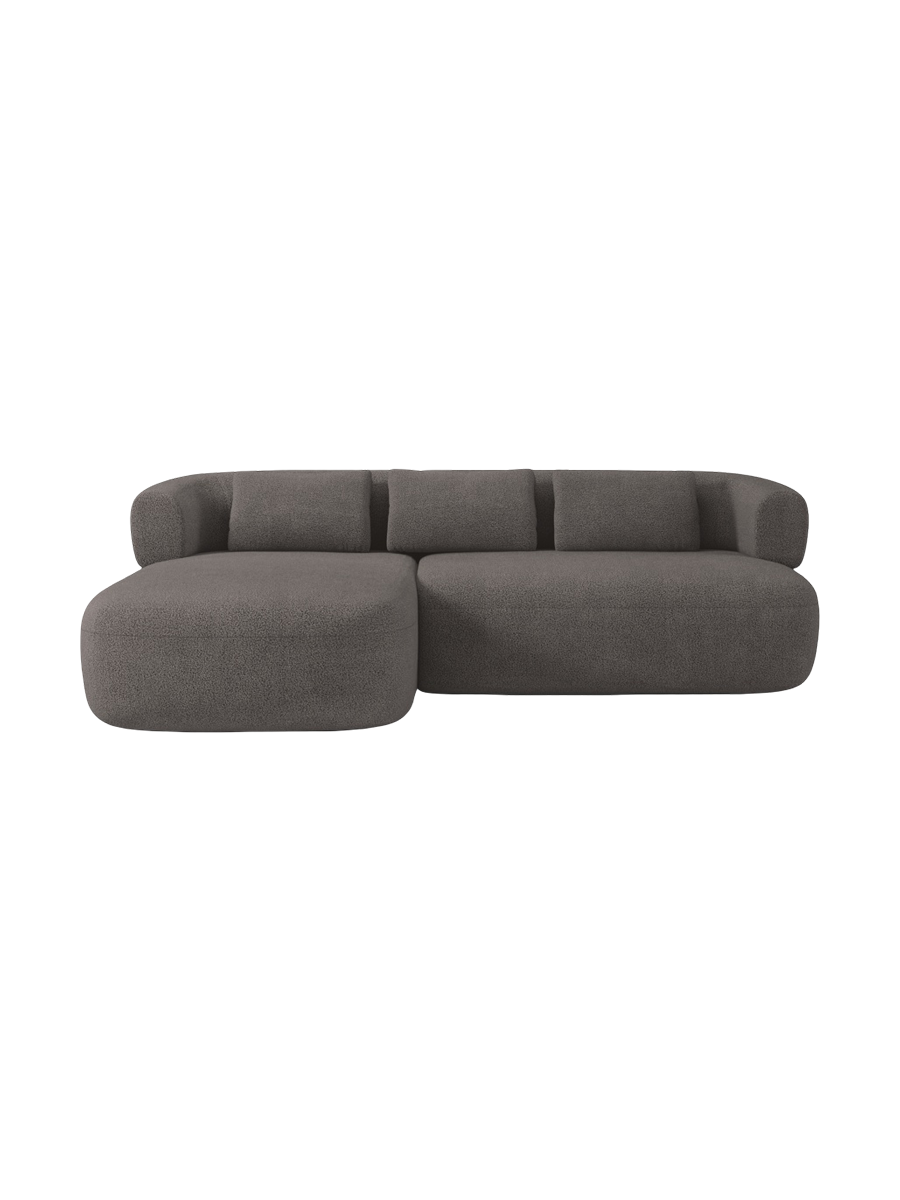 
3/4-seater design corner sofa "Estro" - Bouclé Grey / Left corner section