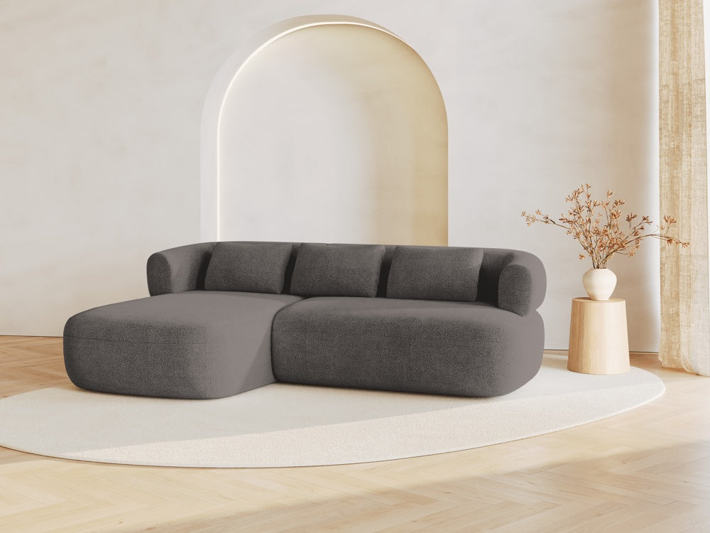 
3/4-seater design corner sofa "Estro" - Bouclé Grey / Left corner section