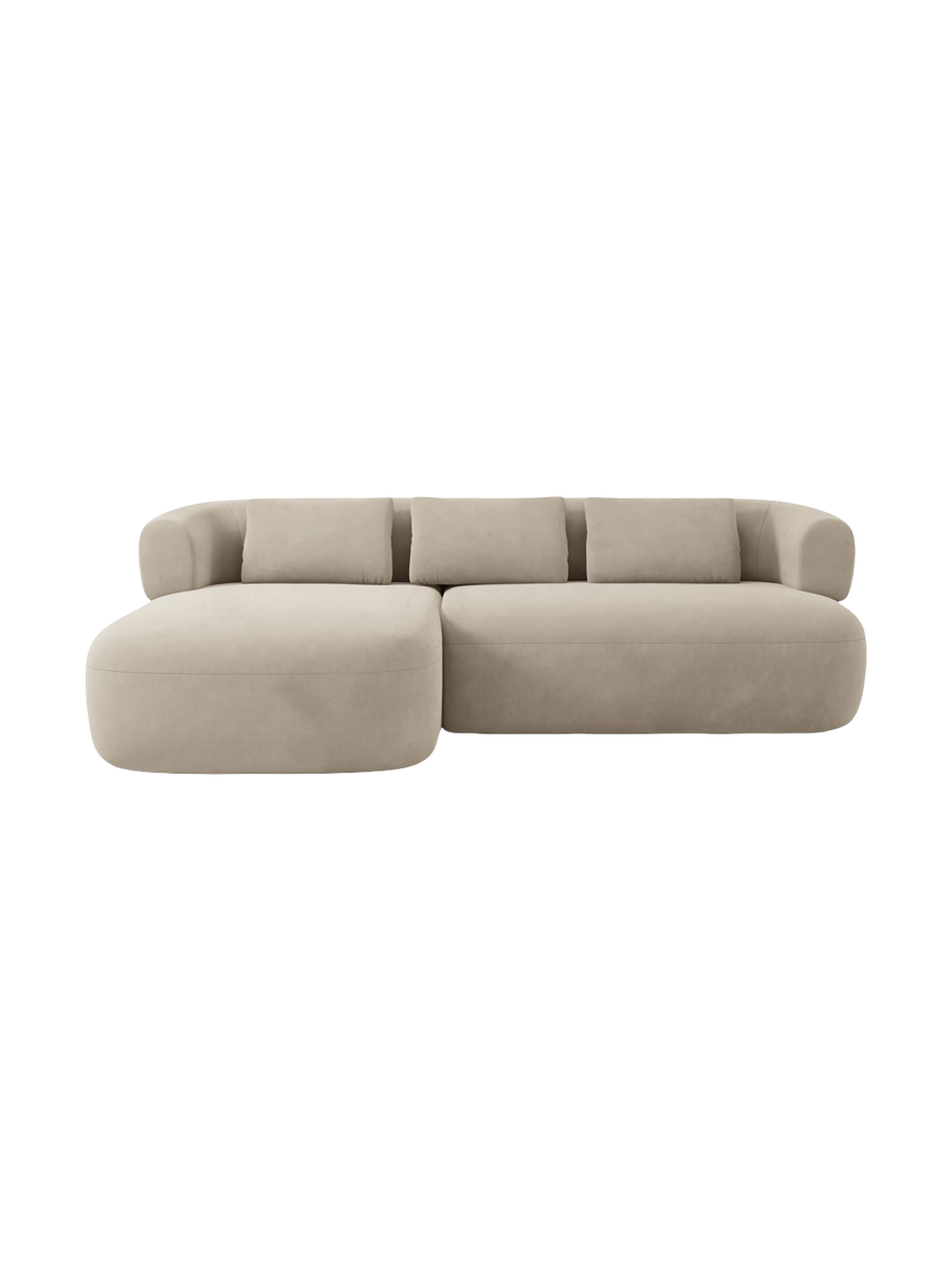 
3/4-seater design corner sofa "Estro" - Velvet Beige / Left corner section