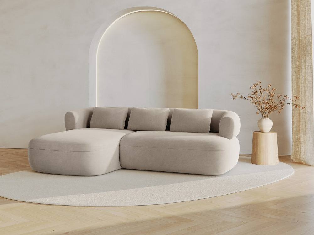 
3/4-seater design corner sofa "Estro" - Velvet Beige / Left corner section