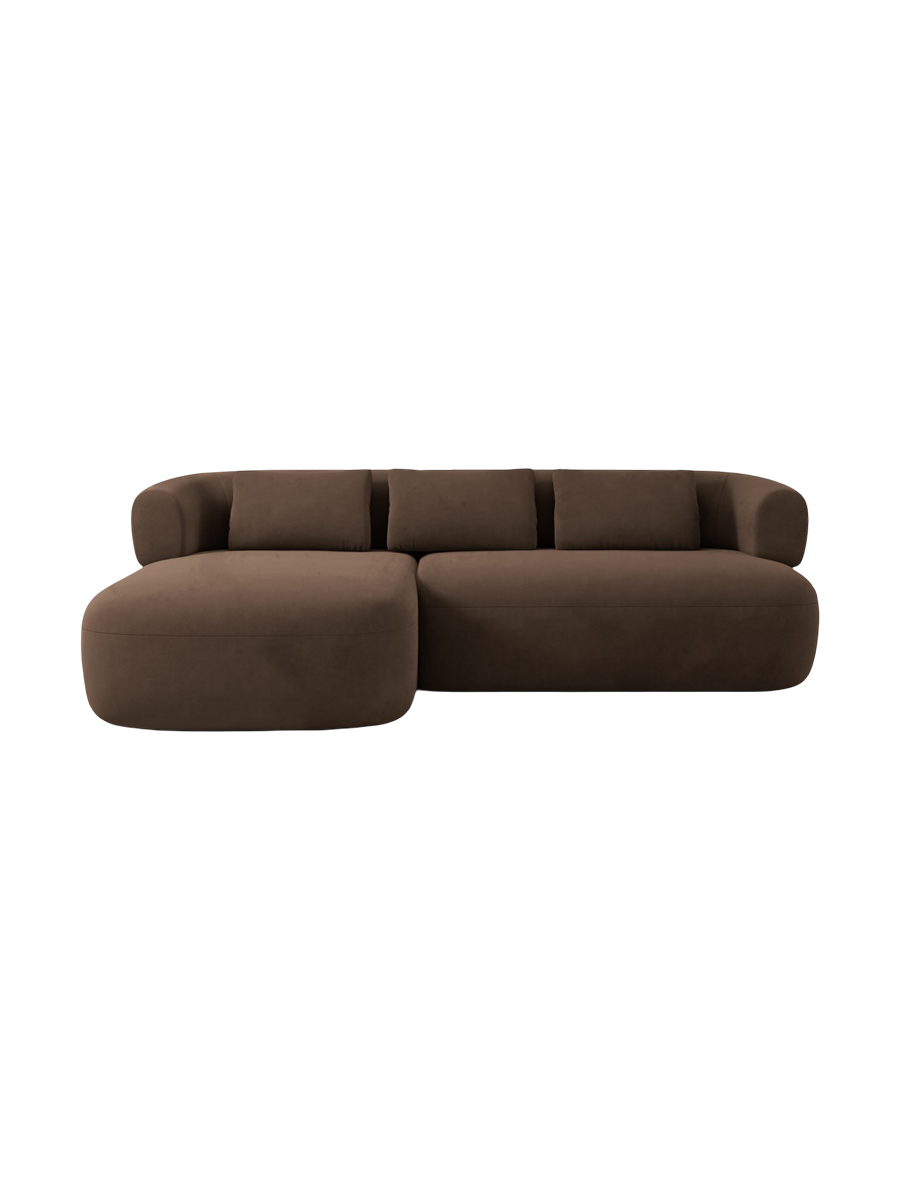 
3/4-seater design corner sofa "Estro" - Velvet Chocolate / Left corner section
