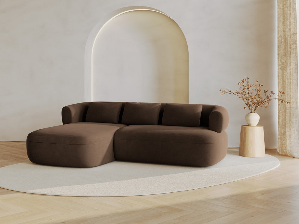 
3/4-seater design corner sofa "Estro" - Velvet Chocolate / Left corner section