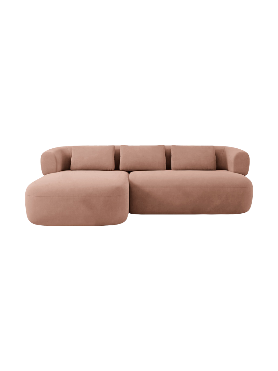 
3/4-seater design corner sofa "Estro" - Velvet Rose / Left corner section