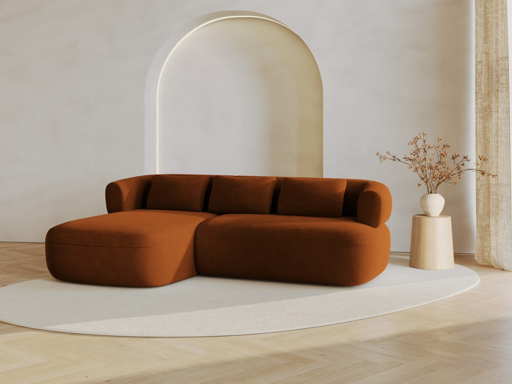 
3/4-seater design corner sofa "Estro" - Velvet Rose / Left corner section