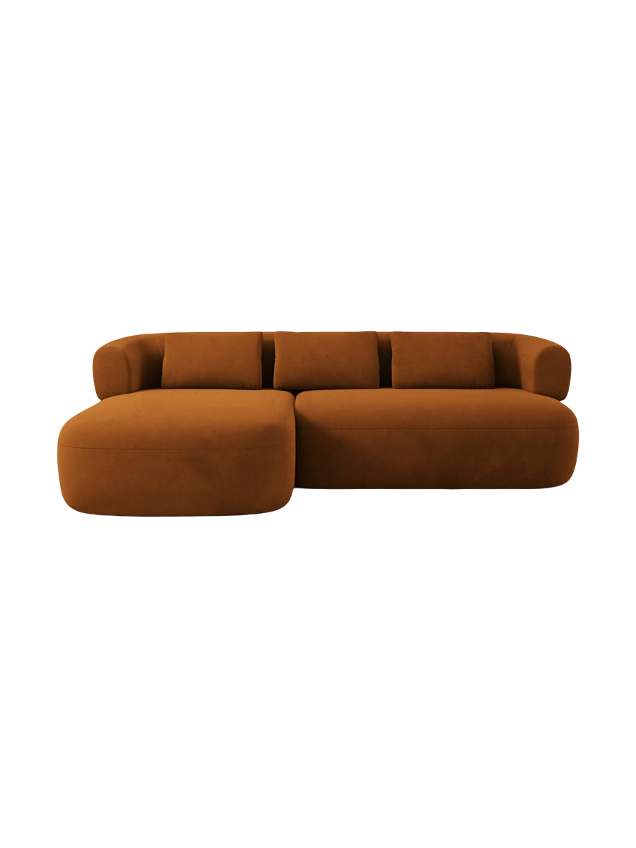 
3/4-seater design corner sofa "Estro" - Velvet Terracotta / Left corner section