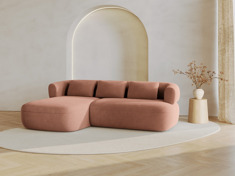 
3/4-seater design corner sofa "Estro" - Velvet Terracotta / Left corner section