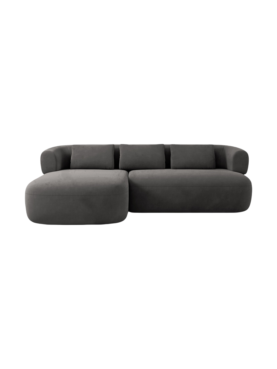 
3/4-seater design corner sofa "Estro" - Velvet Dark Grey / Left corner section