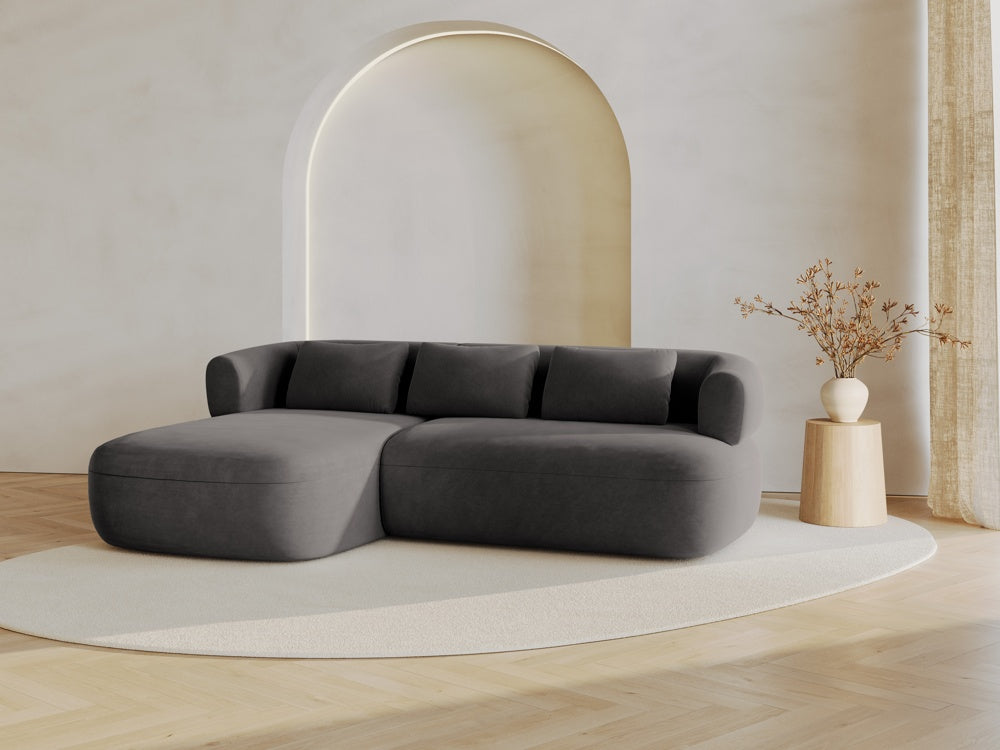 
3/4-seater design corner sofa "Estro" - Velvet Dark Grey / Left corner section