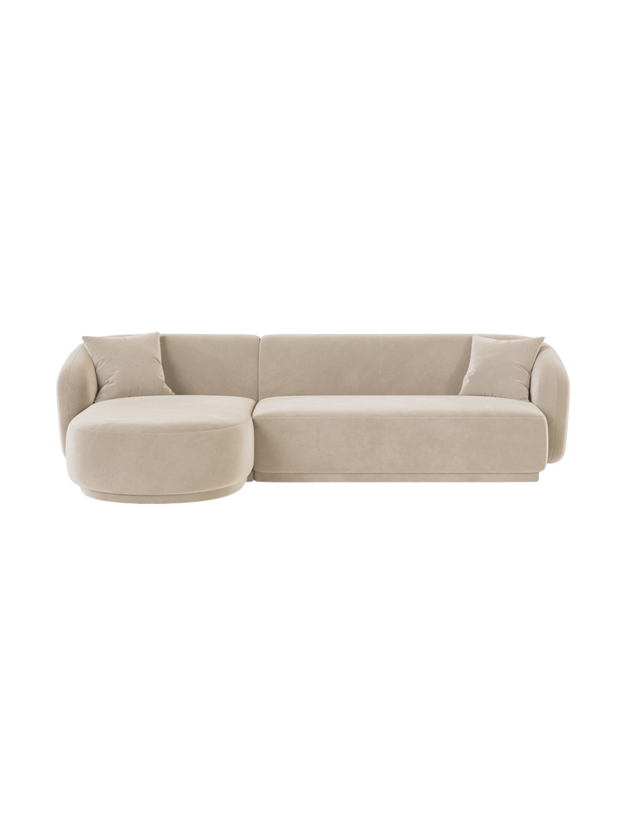 
Canapé d'angle design 4 places « Jane » - Velours Beige / Pièce d'angle gauche