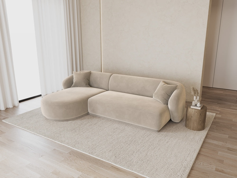 
Canapé d'angle design 4 places « Jane » - Velours Beige / Pièce d'angle gauche