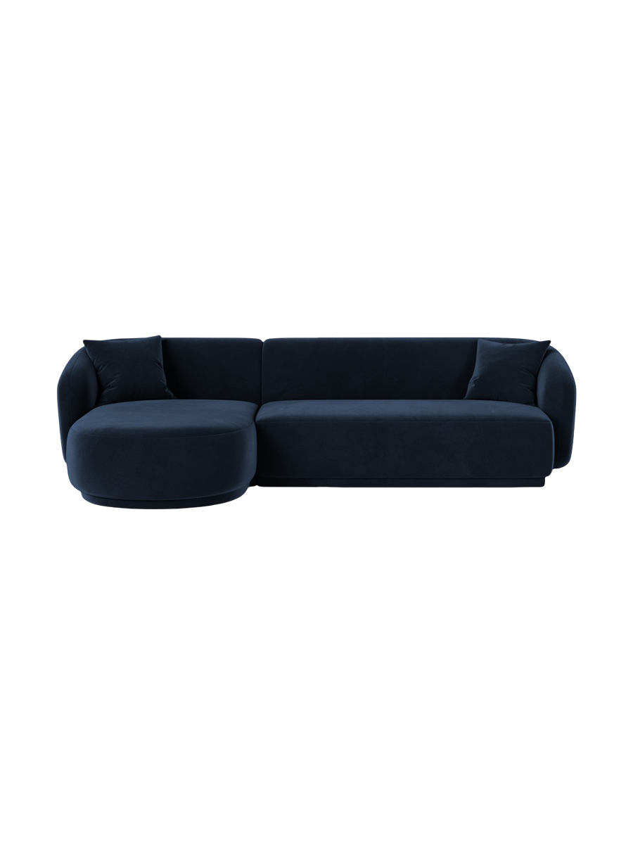 
Canapé d'angle design 4 places « Jane » - Velours bleu roi / Pièce d'angle gauche