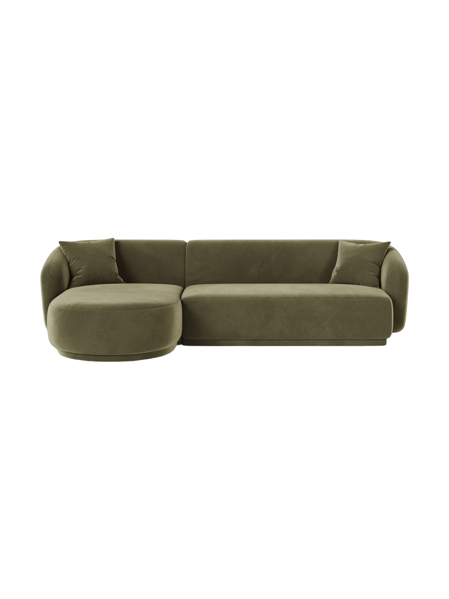 
Canapé d'angle design 4 places « Jane » - Velours vert / Pièce d'angle gauche