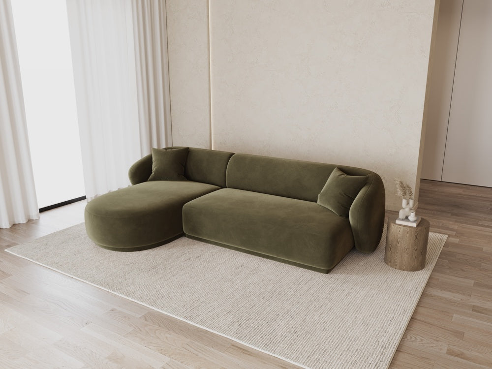 
Canapé d'angle design 4 places « Jane » - Velours vert / Pièce d'angle gauche