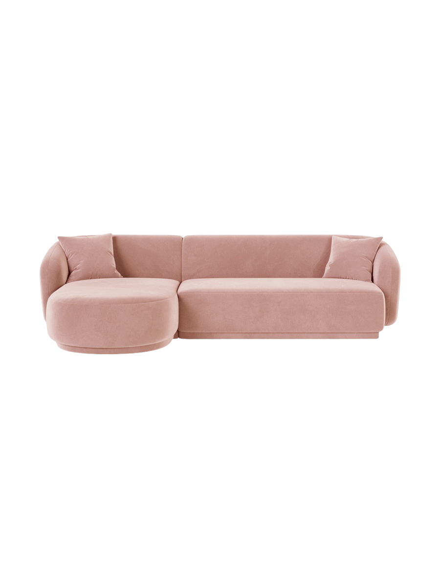 
Canapé d'angle design 4 places « Jane » - Velours rose / Pièce d'angle gauche