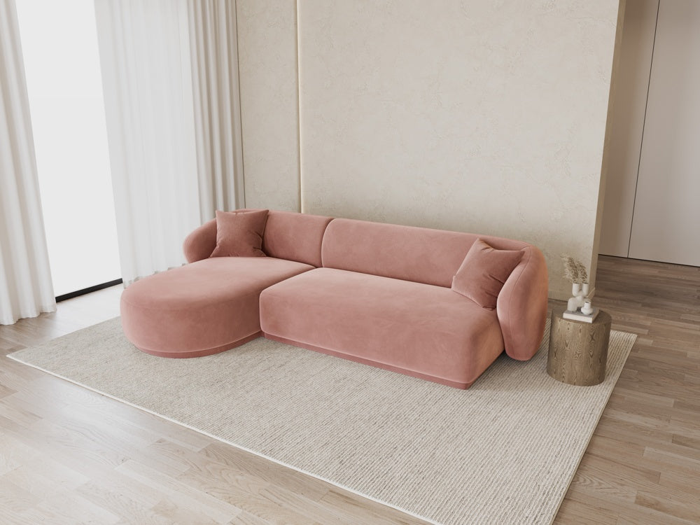 
Canapé d'angle design 4 places « Jane » - Velours rose / Pièce d'angle gauche