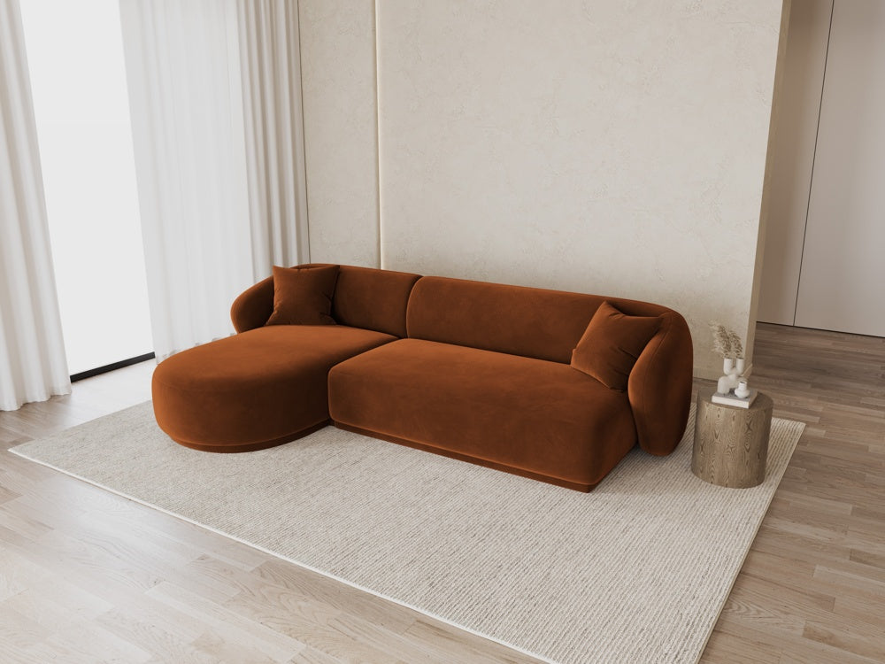 
Canapé d'angle design 4 places « Jane » - Velours Terre cuite / Pièce d'angle gauche