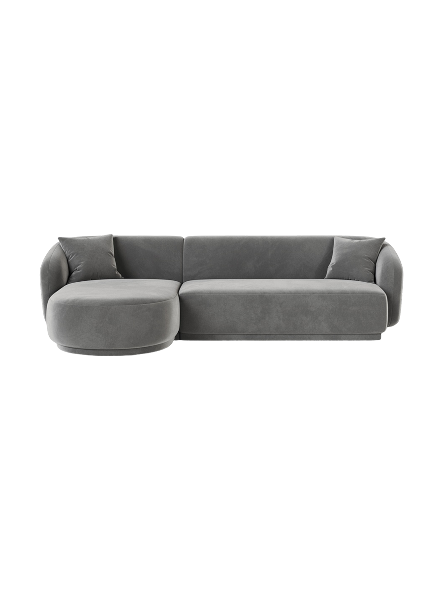 
Canapé d'angle design 4 places « Jane » - Velours Gris / Pièce d'angle gauche