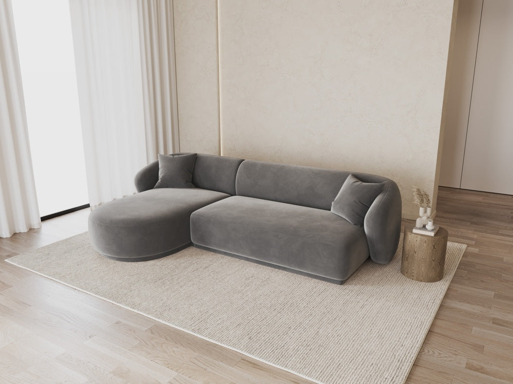 
Canapé d'angle design 4 places « Jane » - Velours Gris / Pièce d'angle gauche