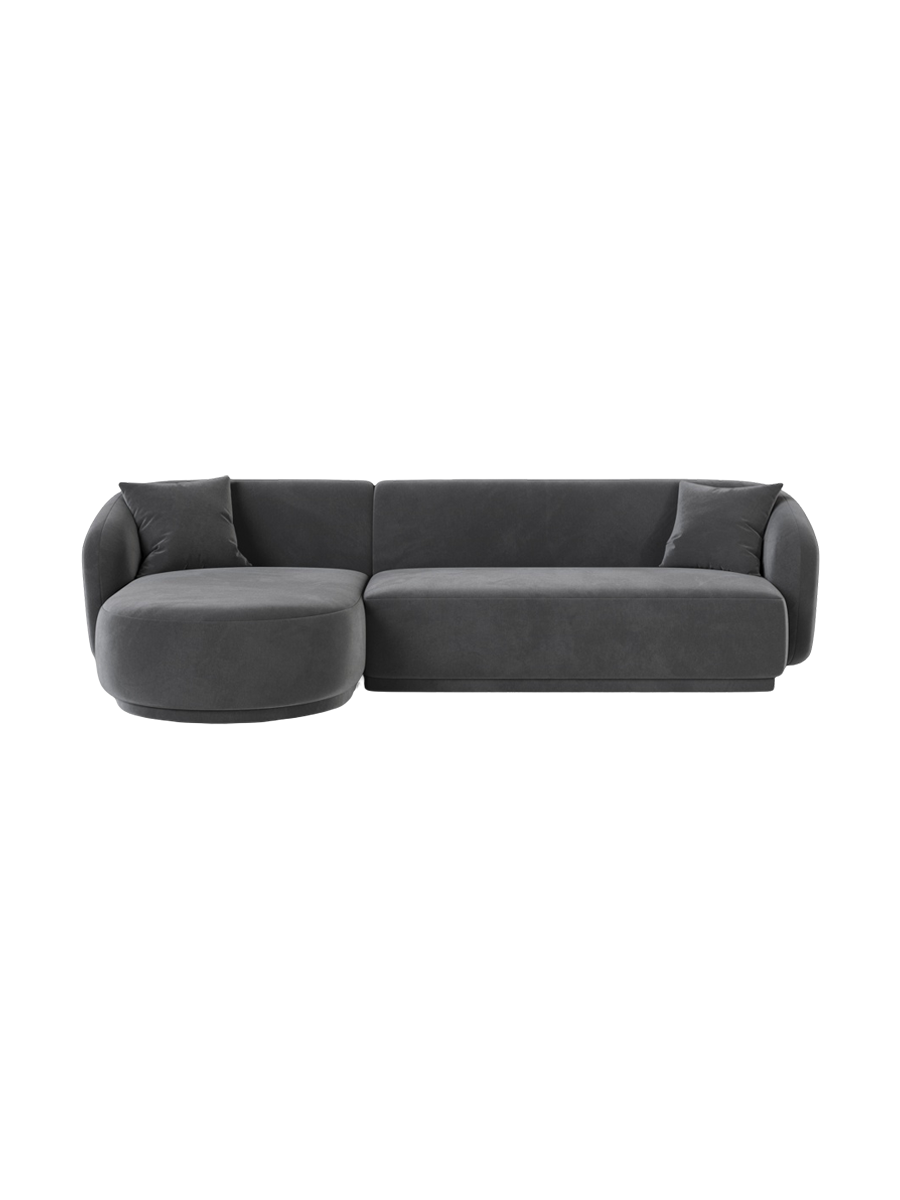 
Canapé d'angle design 4 places « Jane » - Velours gris foncé / Pièce d'angle gauche