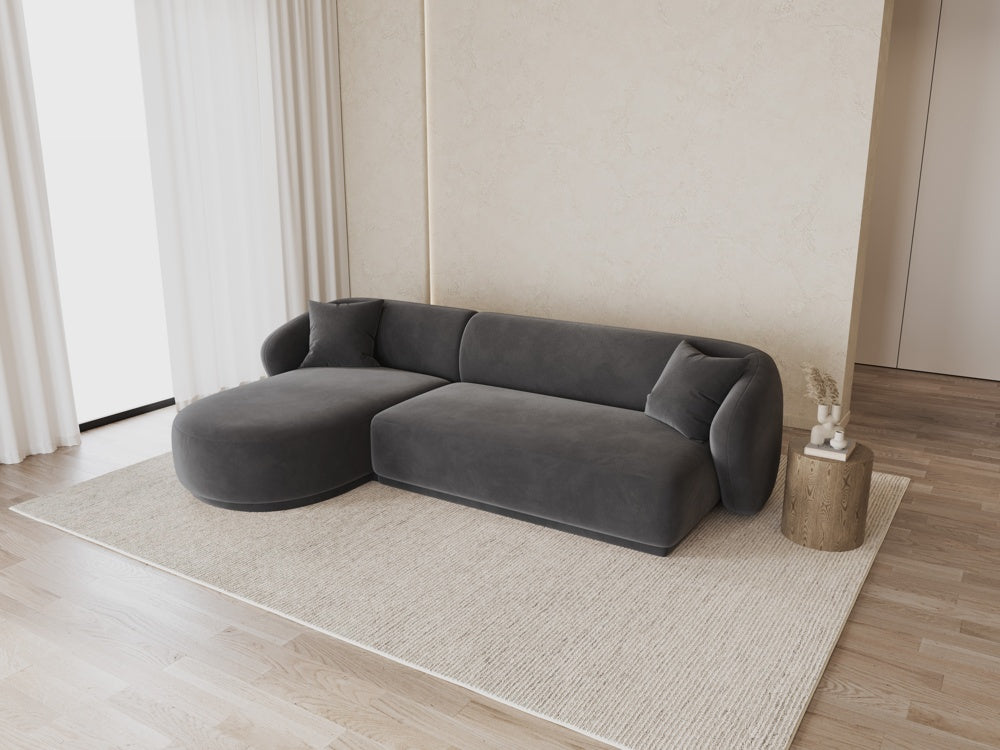 
Canapé d'angle design 4 places « Jane » - Velours gris foncé / Pièce d'angle gauche