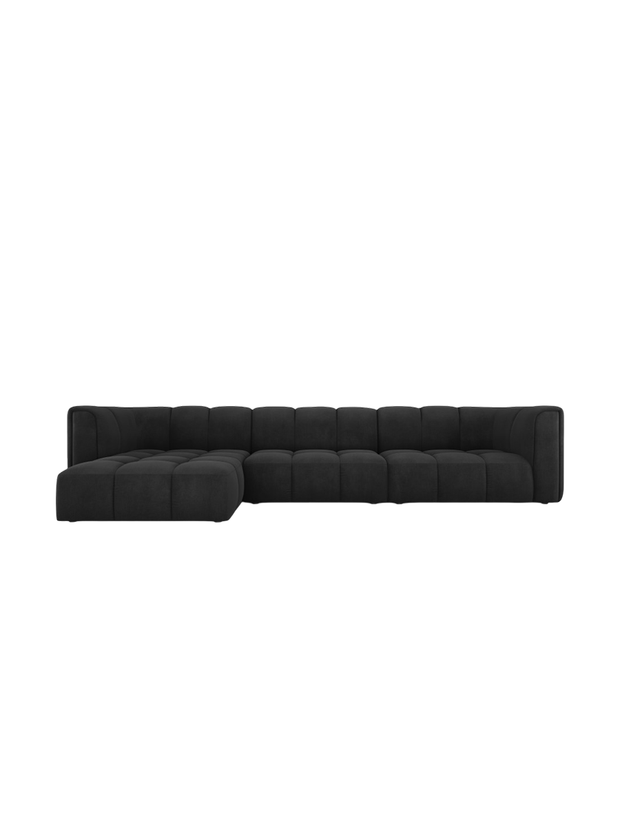 
5-Sitzer Design Ecksofa "Adams" - Chenille Schwarz / Eckteil links