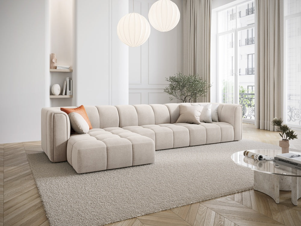 
5-Sitzer Design Ecksofa "Adams" - Chenille Beige / Eckteil links