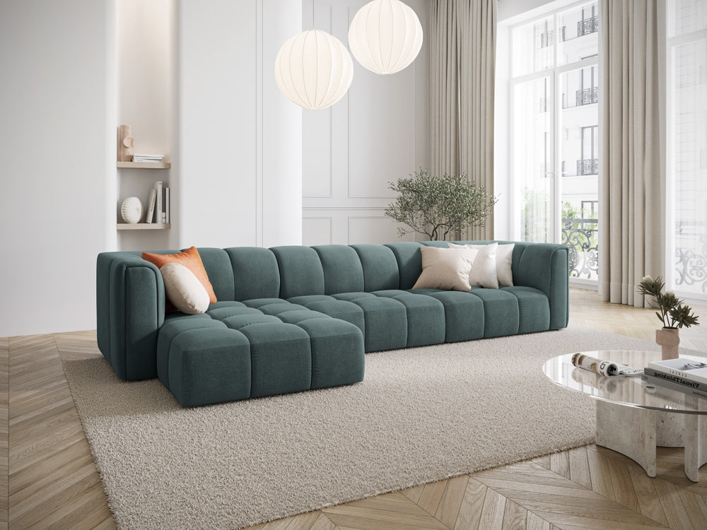 
5-Sitzer Design Ecksofa "Adams" - Chenille Petrol / Eckteil links
