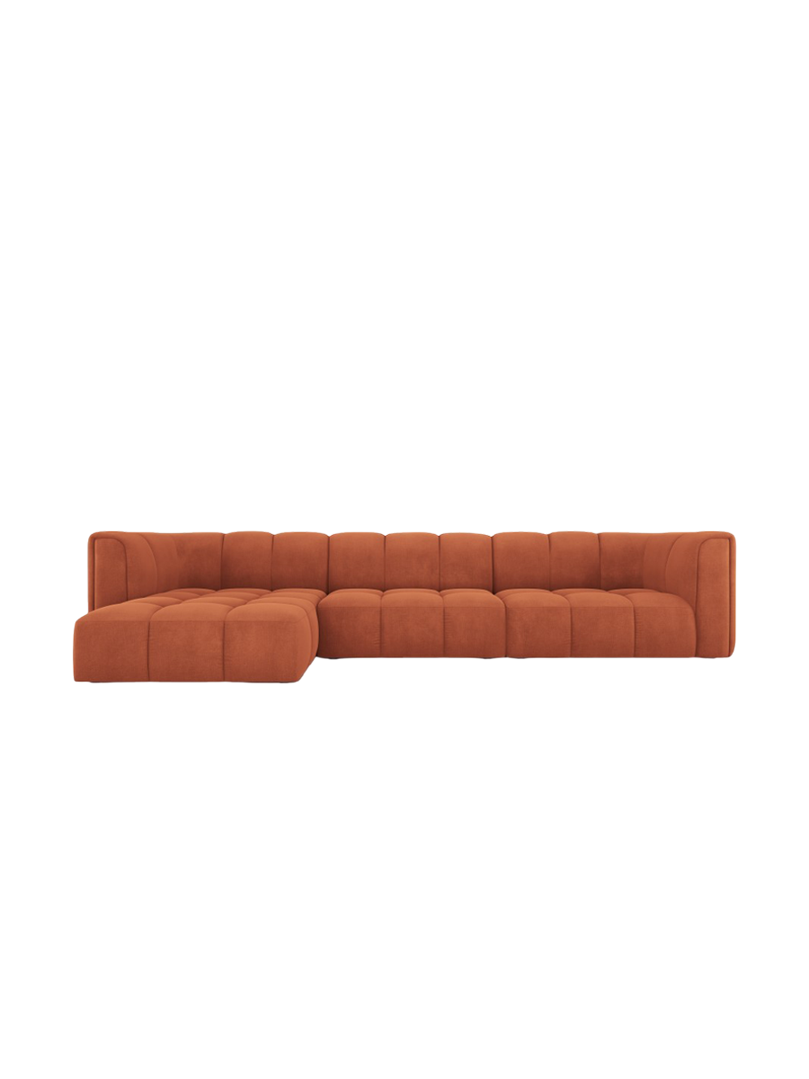 
5-Sitzer Design Ecksofa "Adams" - Chenille Terracotta / Eckteil links