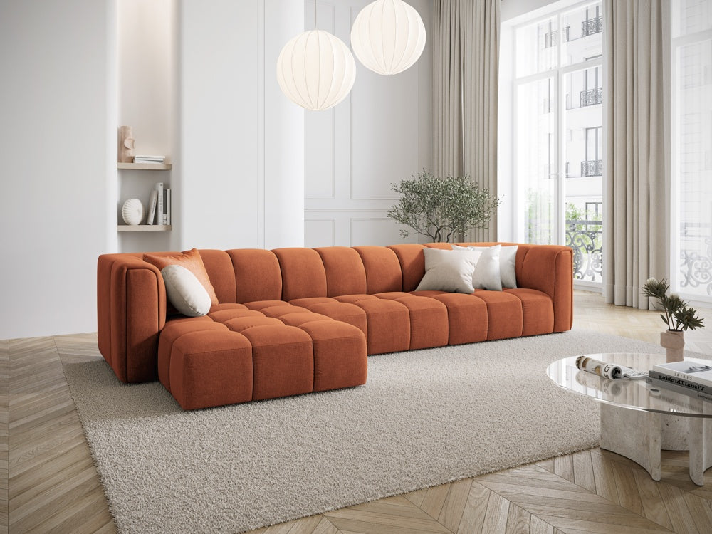 
5-Sitzer Design Ecksofa "Adams" - Chenille Terracotta / Eckteil links
