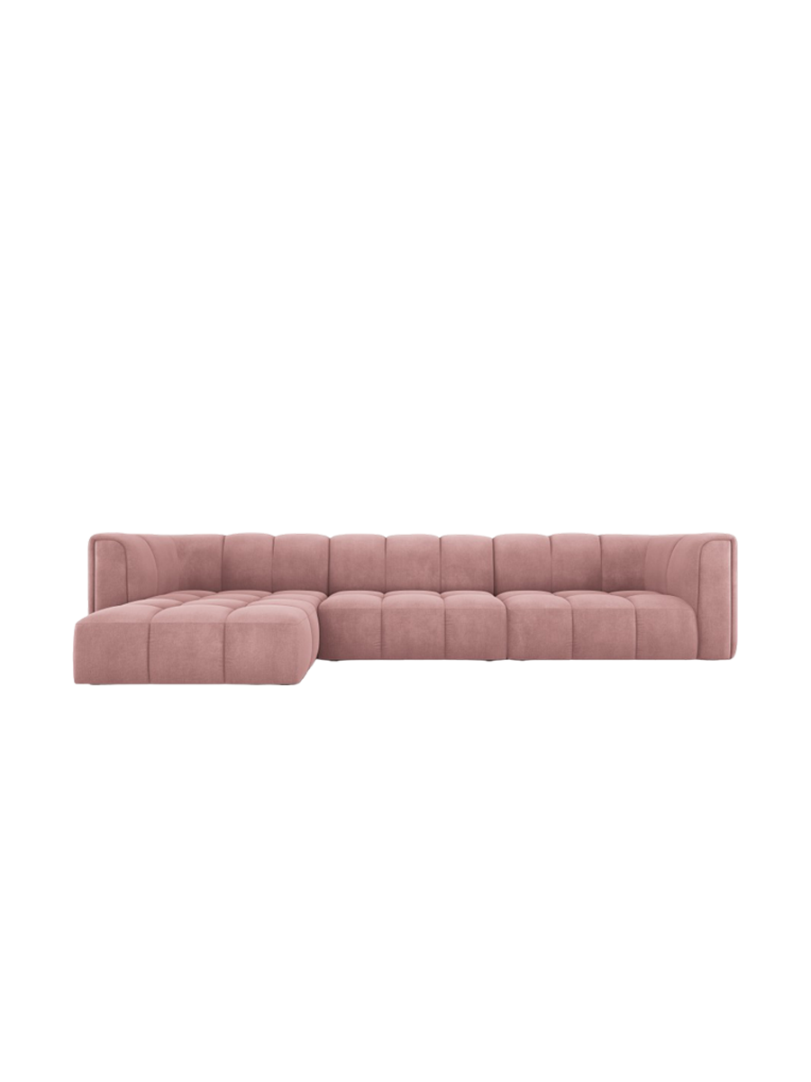 
5-Sitzer Design Ecksofa "Adams" - Chenille Rosa / Eckteil links