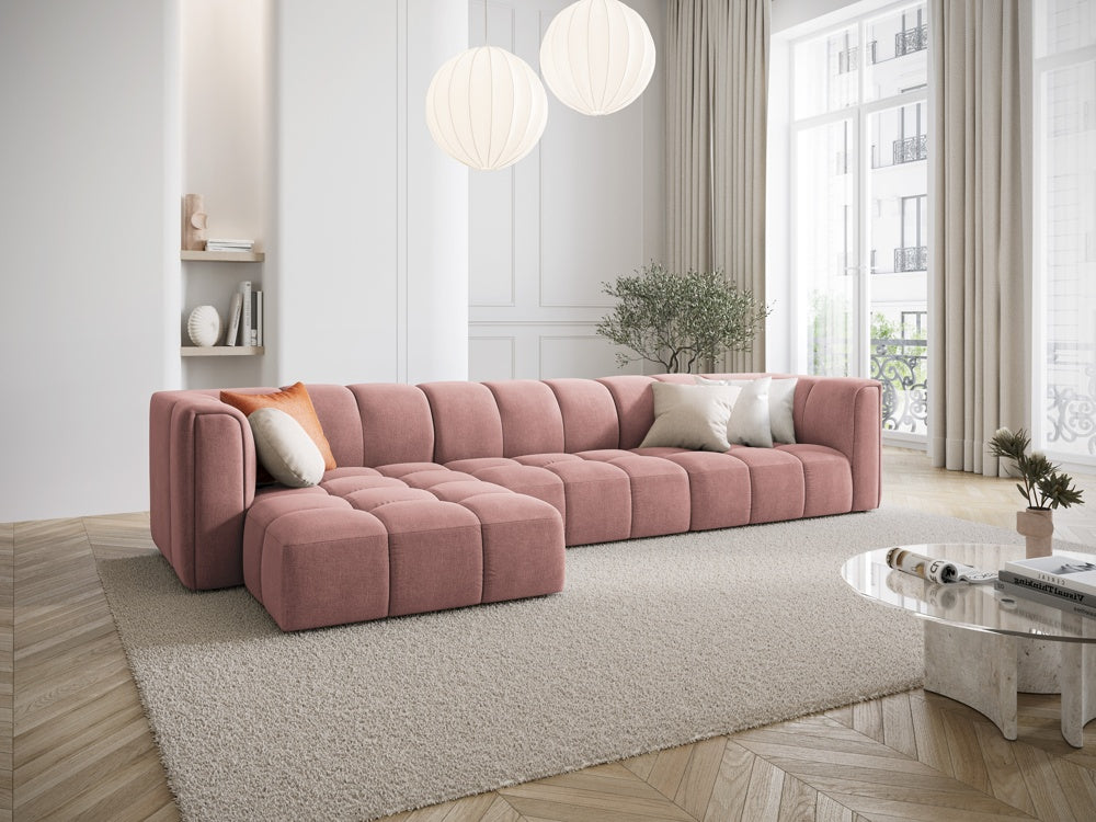 
5-Sitzer Design Ecksofa "Adams" - Chenille Rosa / Eckteil links