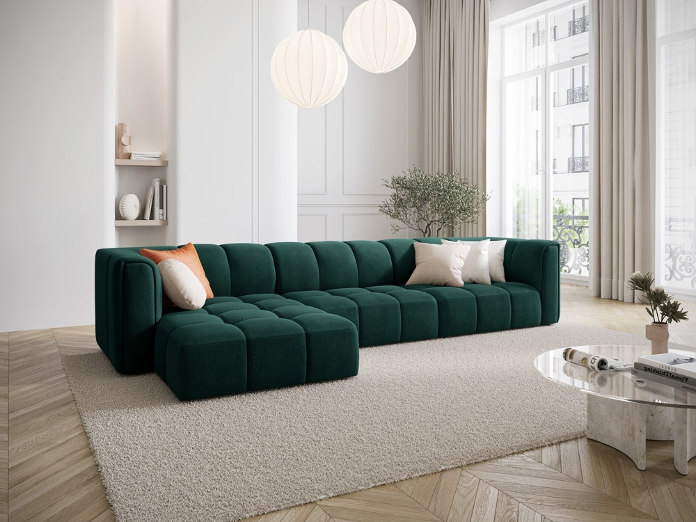 
5-Sitzer Design Ecksofa "Adams" - Chenille Flaschengrün / Eckteil links