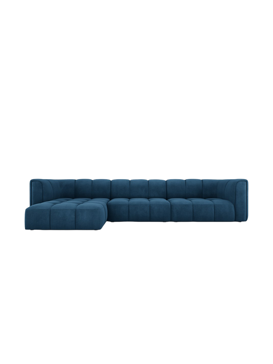 
5-Sitzer Design Ecksofa "Adams" - Chenille Königsblau / Eckteil links