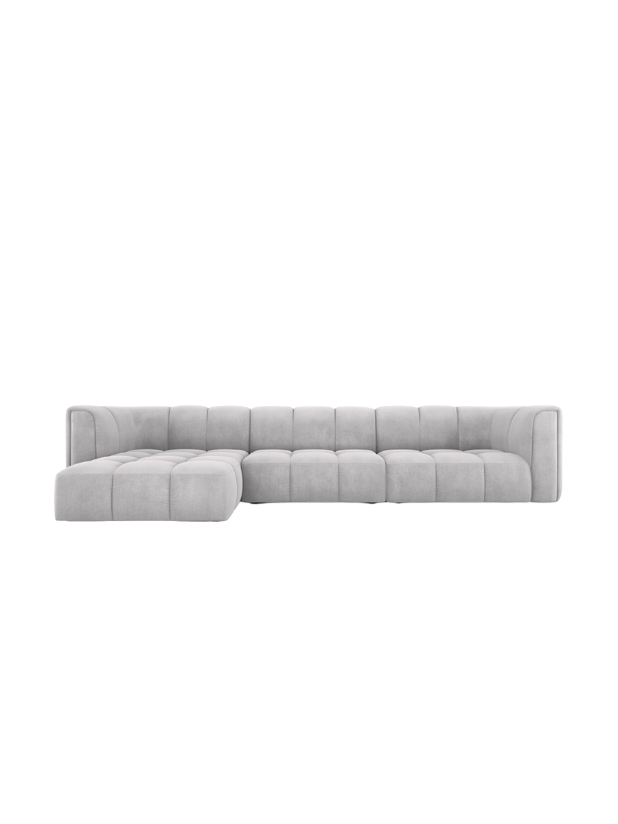 
5-Sitzer Design Ecksofa "Adams" - Chenille Hellgrau / Eckteil links