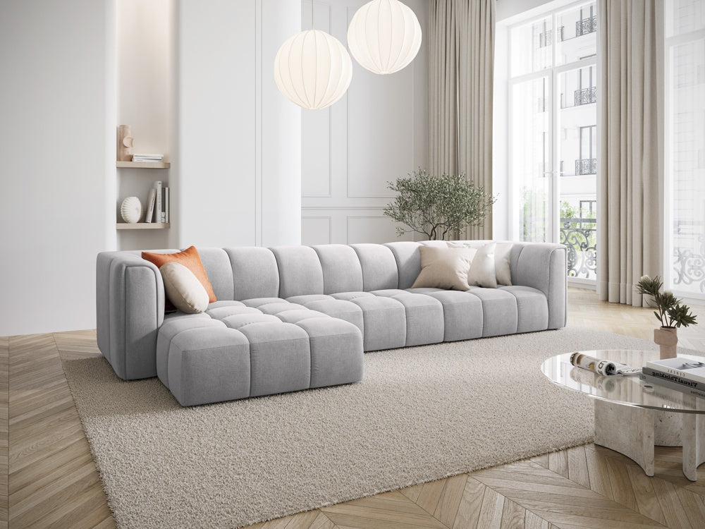 
5-Sitzer Design Ecksofa "Adams" - Chenille Hellgrau / Eckteil links