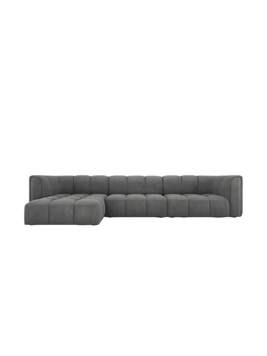 
5-Sitzer Design Ecksofa "Adams" - Chenille Dunkelgrau / Eckteil links