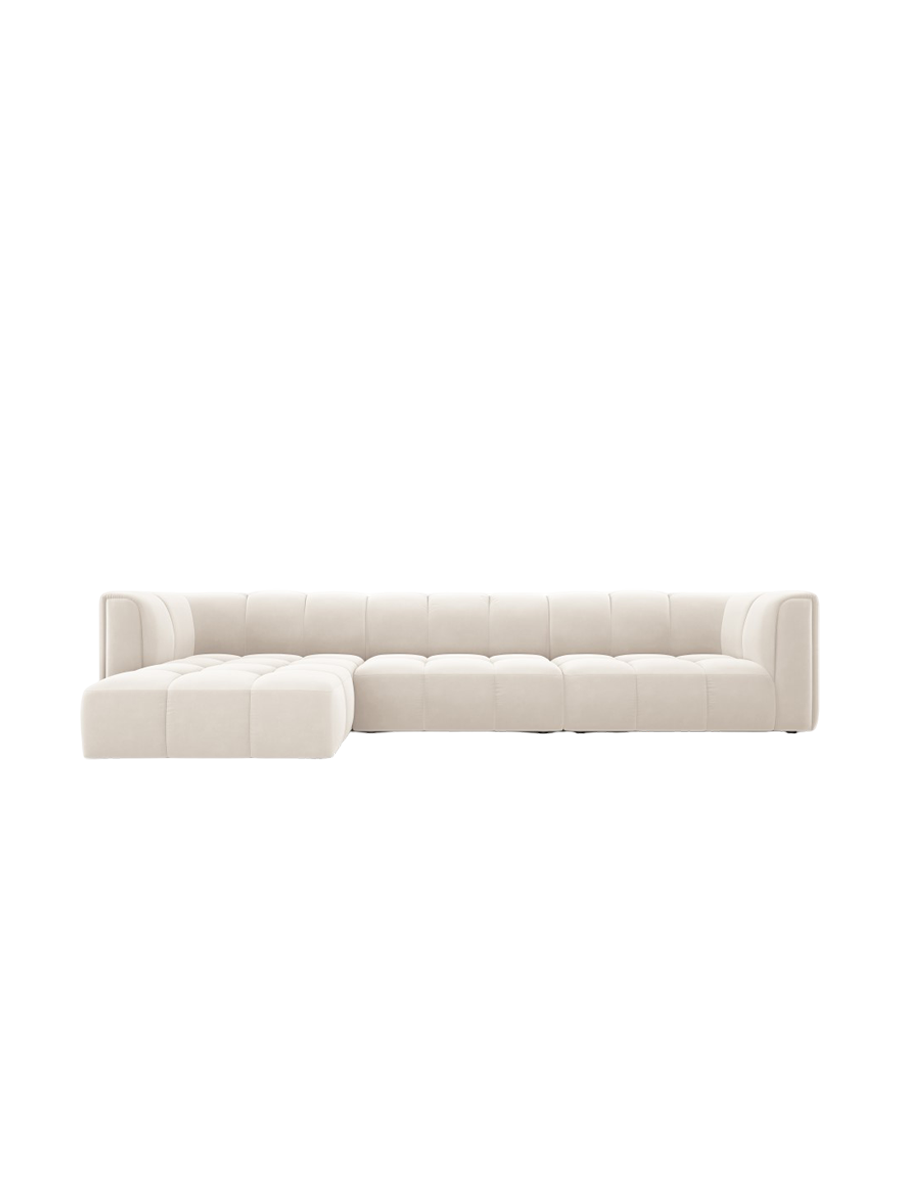 
5-Sitzer Design Ecksofa "Adams" - Samt Light Beige / Eckteil links