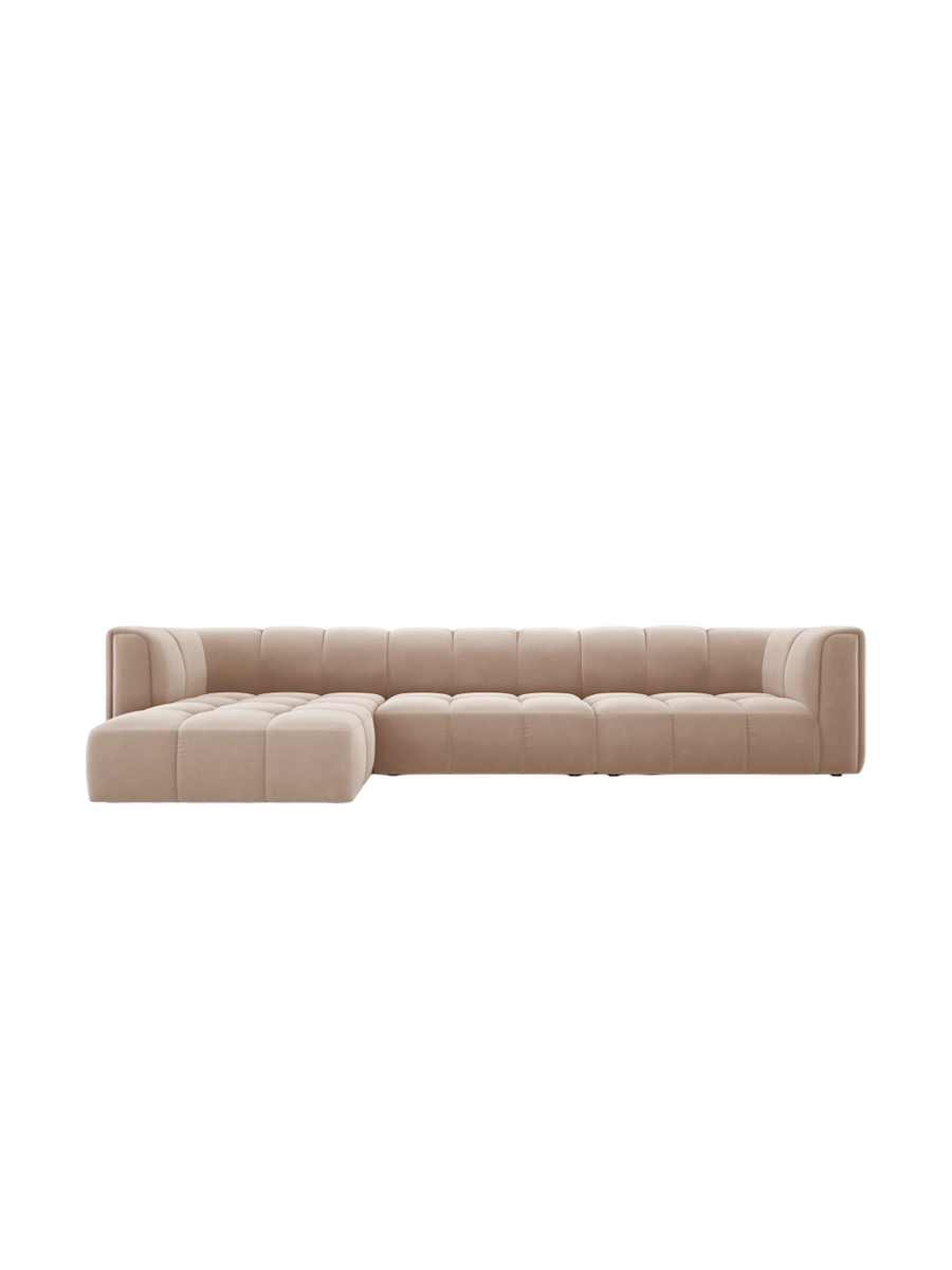 
5-Sitzer Design Ecksofa "Adams" - Samt  Beige / Eckteil links