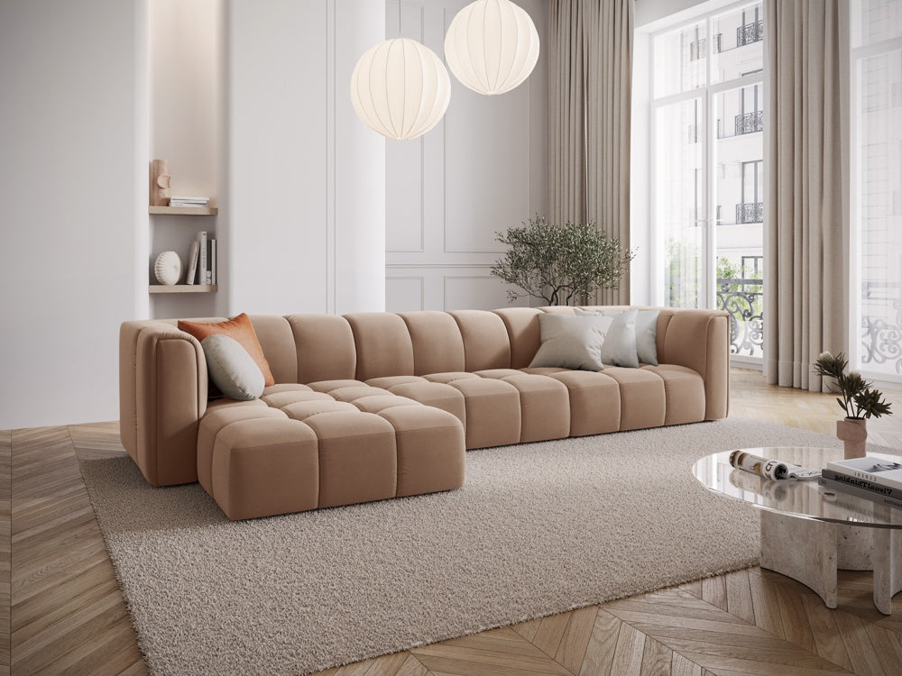
5-Sitzer Design Ecksofa "Adams" - Samt  Beige / Eckteil links