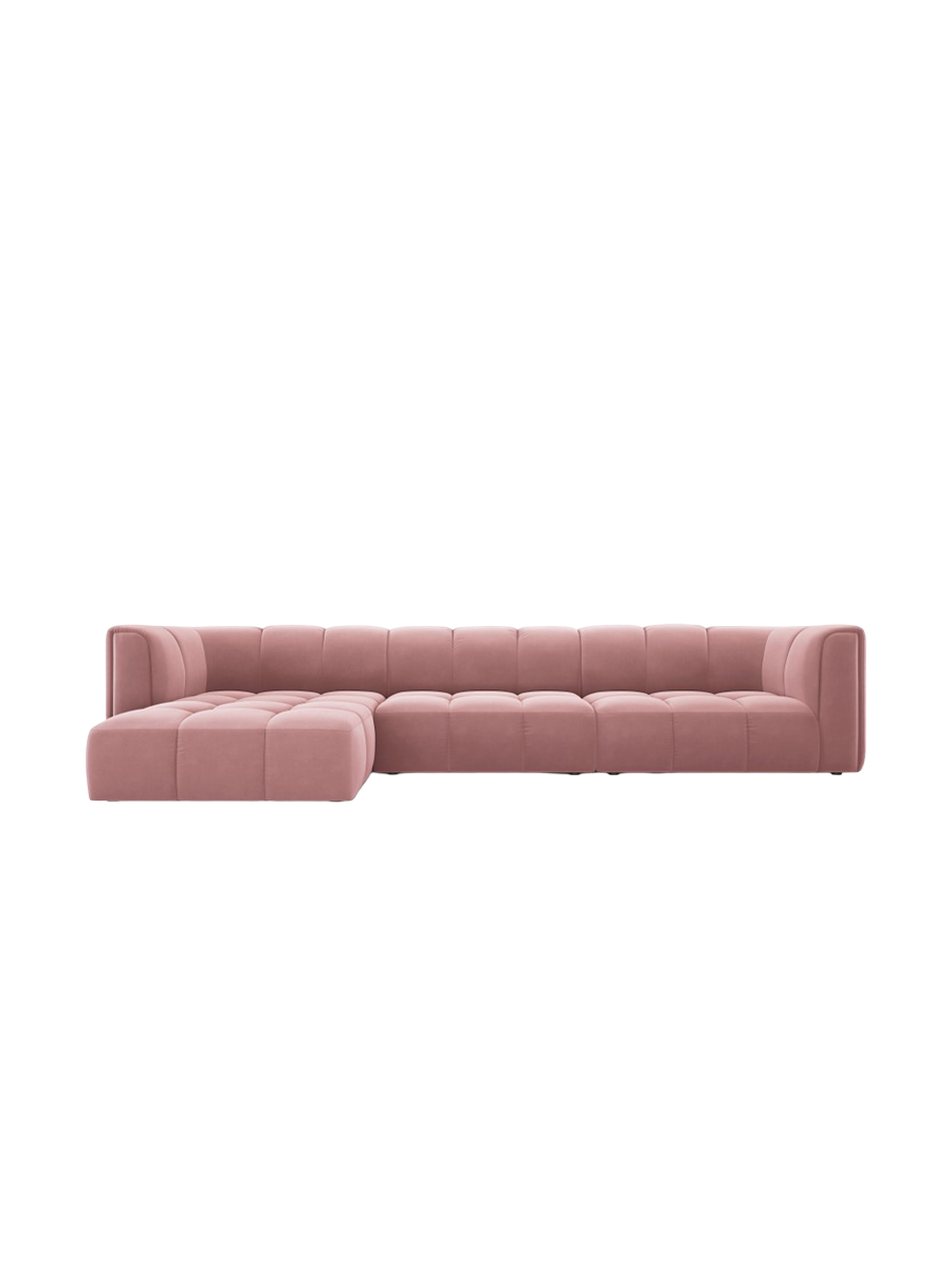 
5-Sitzer Design Ecksofa "Adams" - Samt  Rosa / Eckteil links