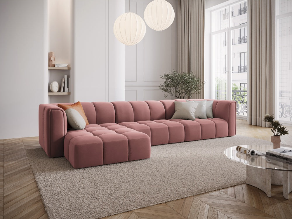 
5-Sitzer Design Ecksofa "Adams" - Samt  Rosa / Eckteil links