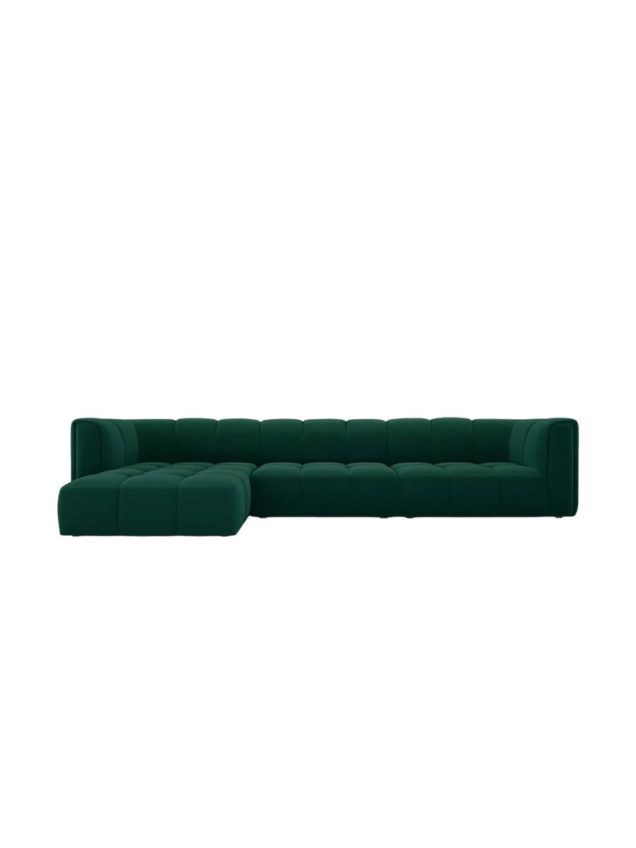 
5-Sitzer Design Ecksofa "Adams" - Samt Flaschengrün / Eckteil links