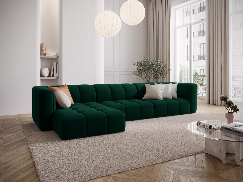 
5-Sitzer Design Ecksofa "Adams" - Samt Flaschengrün / Eckteil links