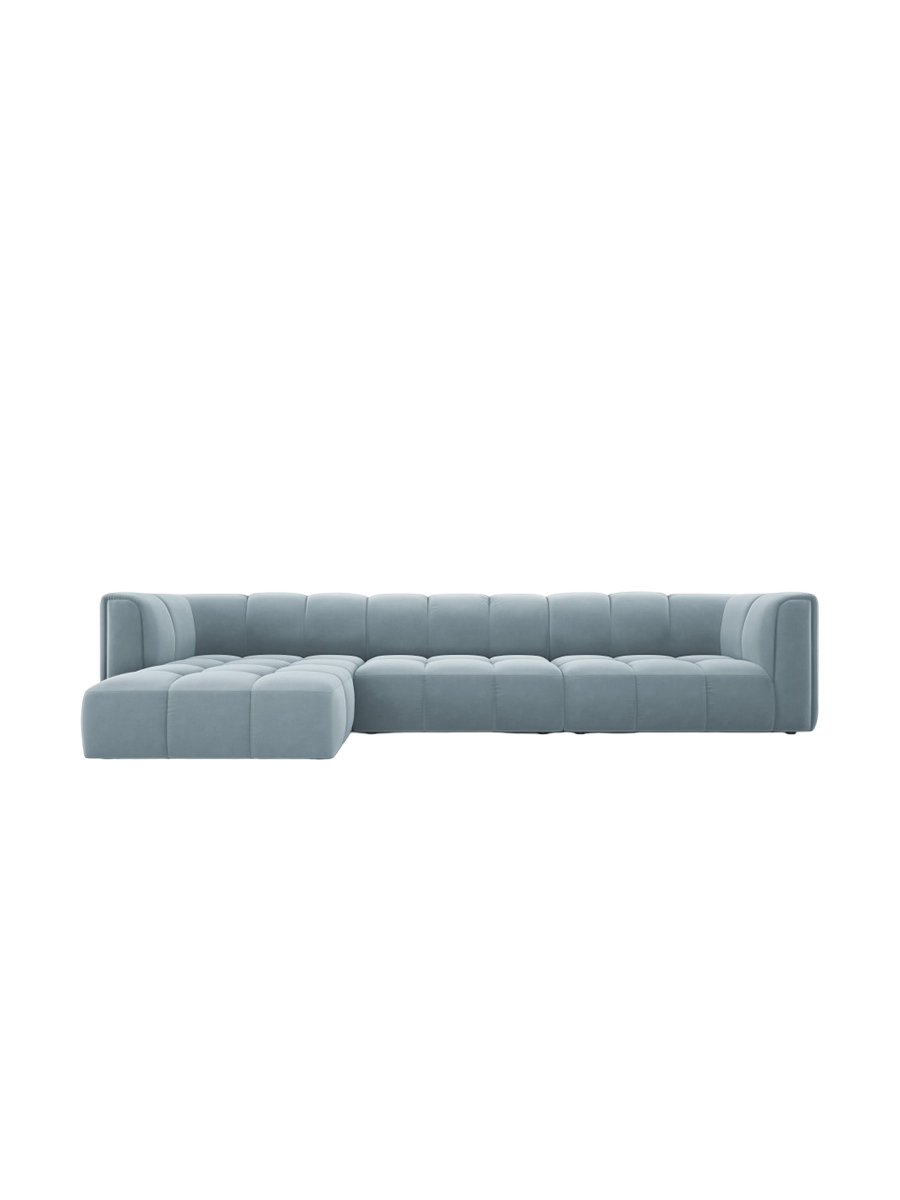 
5-Sitzer Design Ecksofa "Adams" - Samt Hellblau / Eckteil links
