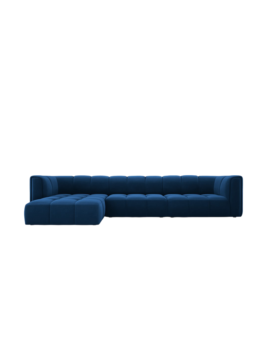 
5-Sitzer Design Ecksofa "Adams" - Samt Königsblau / Eckteil links
