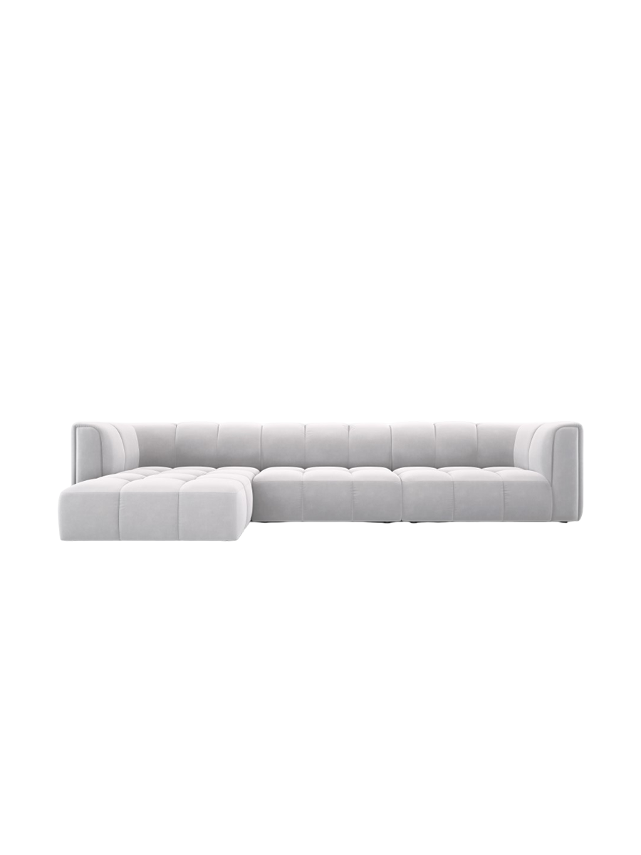 
5-Sitzer Design Ecksofa "Adams" - Samt Silver / Eckteil links